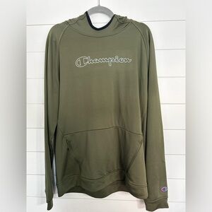 Champion logo men’s fleece hoodie size large color green